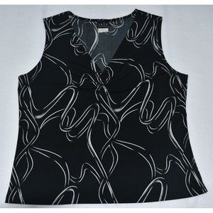 JKLA California Blouse Sz XL Black and White Twist V-Neck Sleeveless